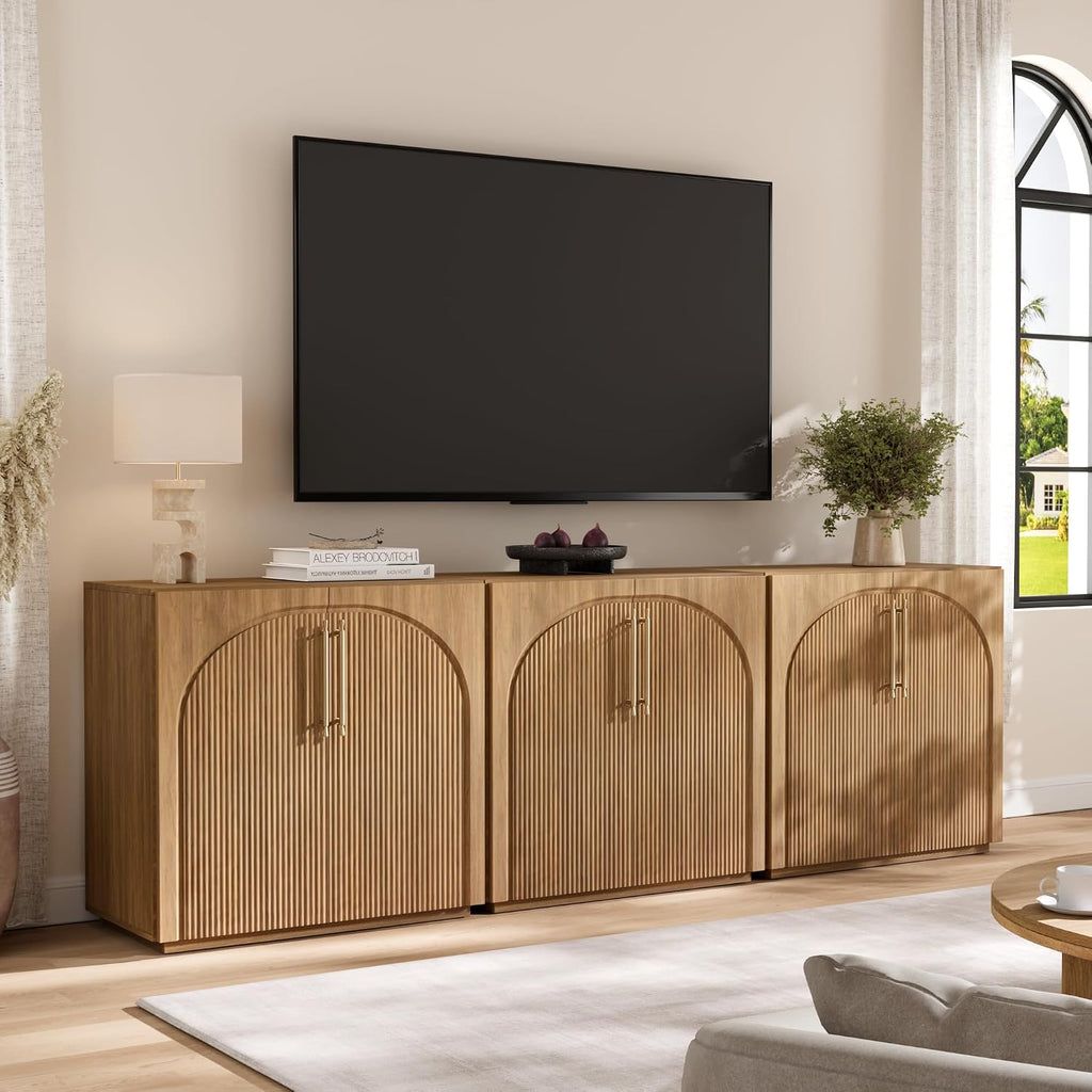 Natural Oak 63"W Storage Buffet Cabinet