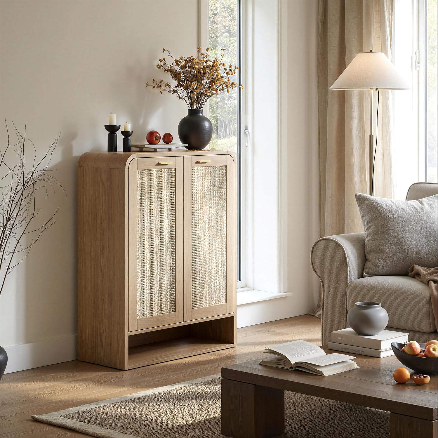 Rattan Shoe Storage Cabinet