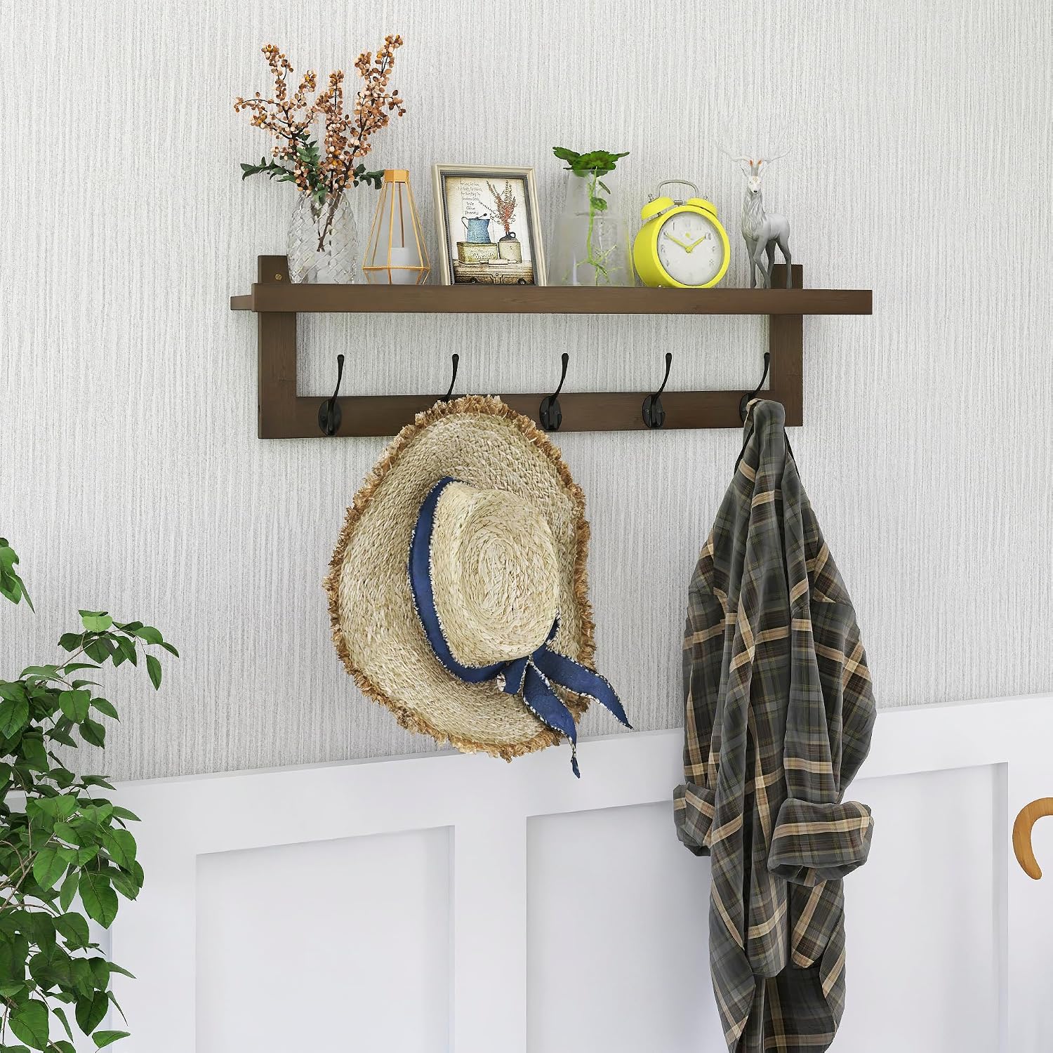 29.2" Wall‑Mounted Bamboo Coat Rack