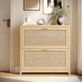 Slim Boho Rattan Shoe Cabinet