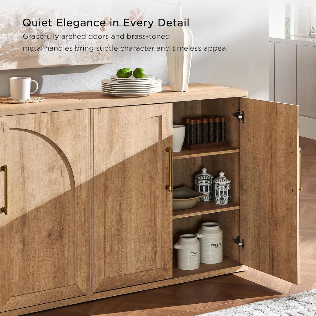 2‑Pack Arched Door Oak Sideboard Cabinet