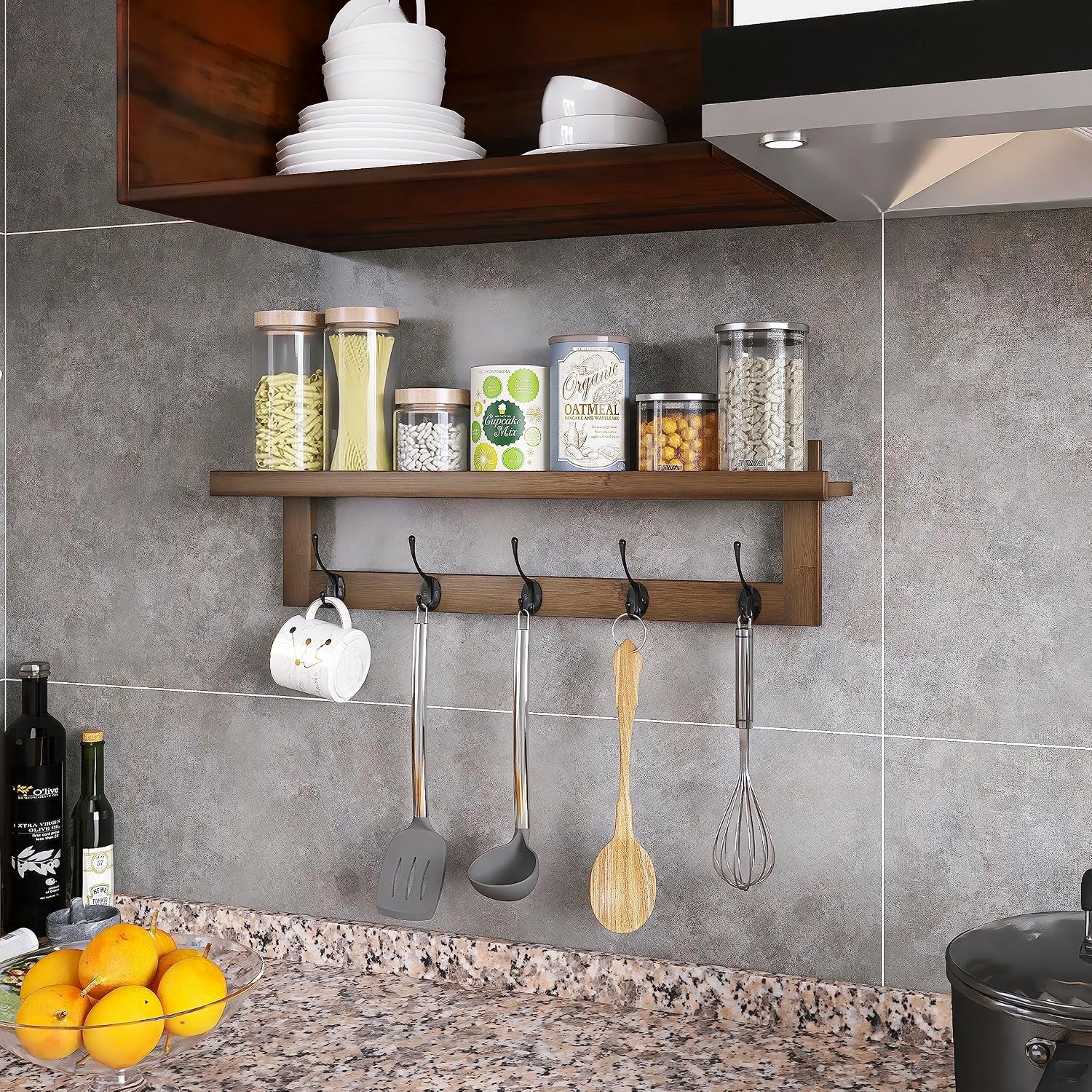 29.2" Wall‑Mounted Bamboo Coat Rack