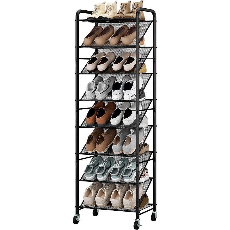 8‑Tier Rolling Narrow Shoe Rack