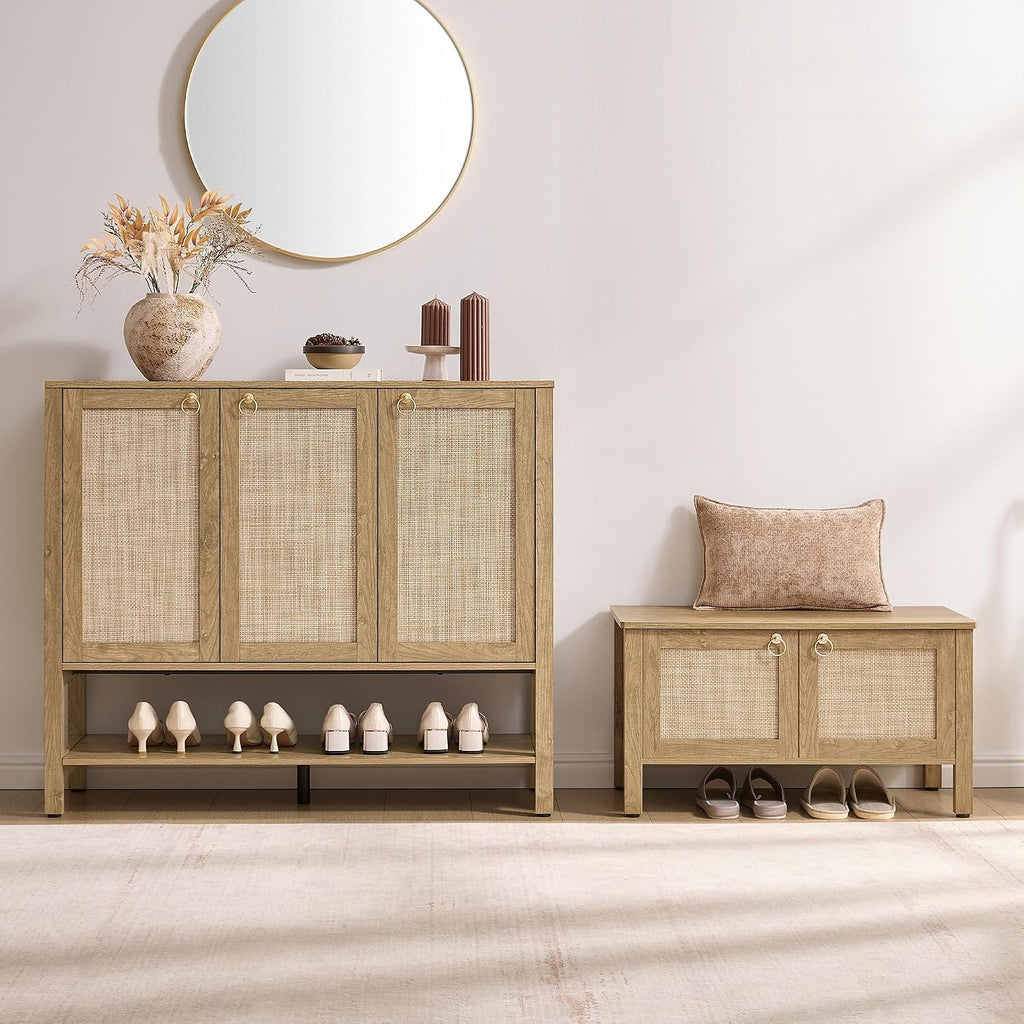 Boho Rattan Shoe Cabinet