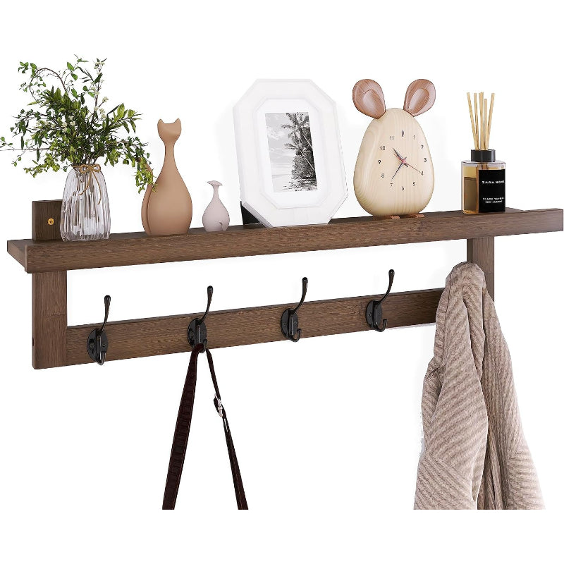 29.2" Wall‑Mounted Bamboo Coat Rack